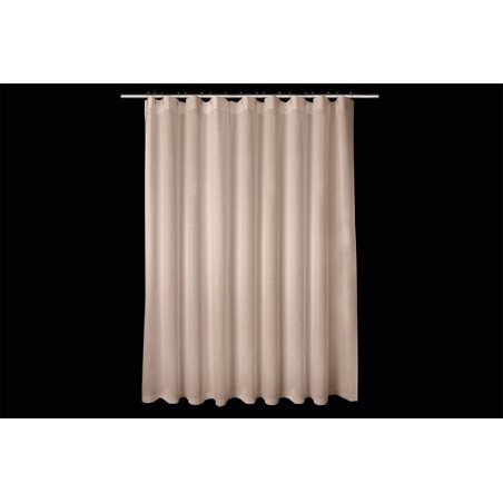 Rideau De Douche En Faux Lin Texturé 120x200cm - Imperméable & Anti-Moisissure - Beige Avec Bord Ondulé - Livré Avec 8 Crochets - 9