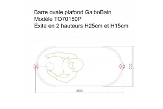 Barre de rideau de douche ovale plafond 70 - 150