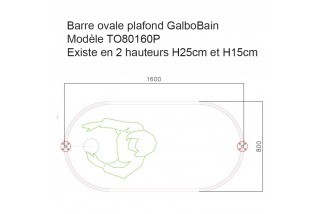 Barre de rideau de douche ovale plafond 80 - 160