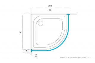 Barre de rideau de douche d'angle symétrique 95