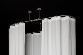 Dispositif de barres de rideau de douche ovale plafond | GalboTwins