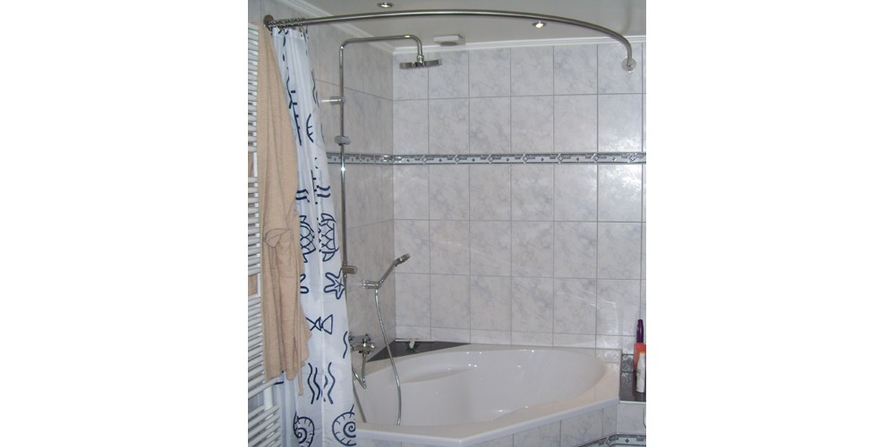 Tringle rideau de douche pour baignoire d'angle symétrique