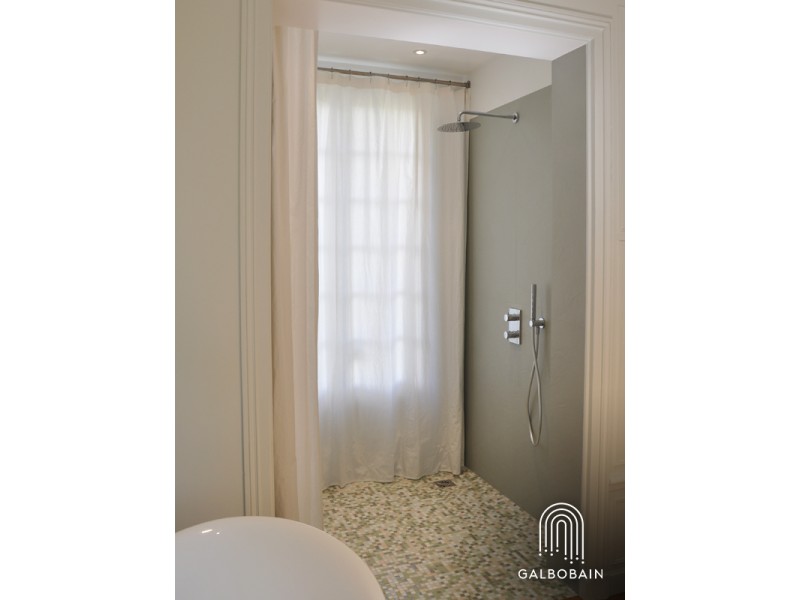 Rideau de douche en lin Blanc, H 210 cm x L 260 cm